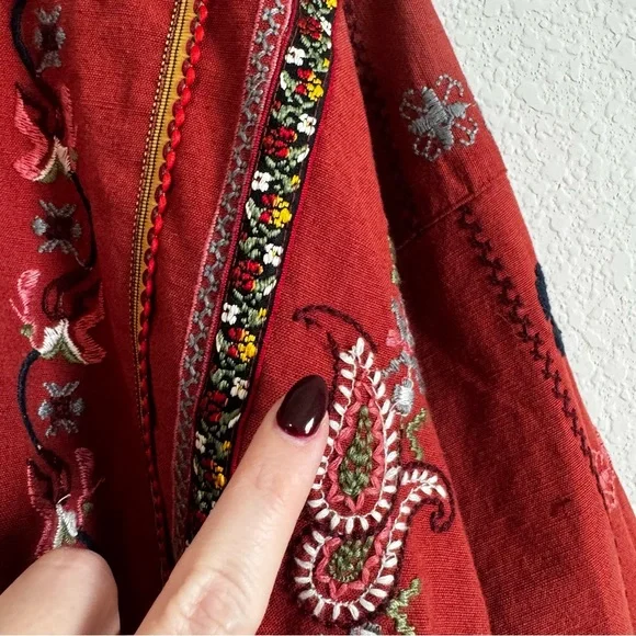 Zara Women's Floral Embroidered Split Neck Scalloped Detail Tunic Top Size XS - Picture 4 of 11